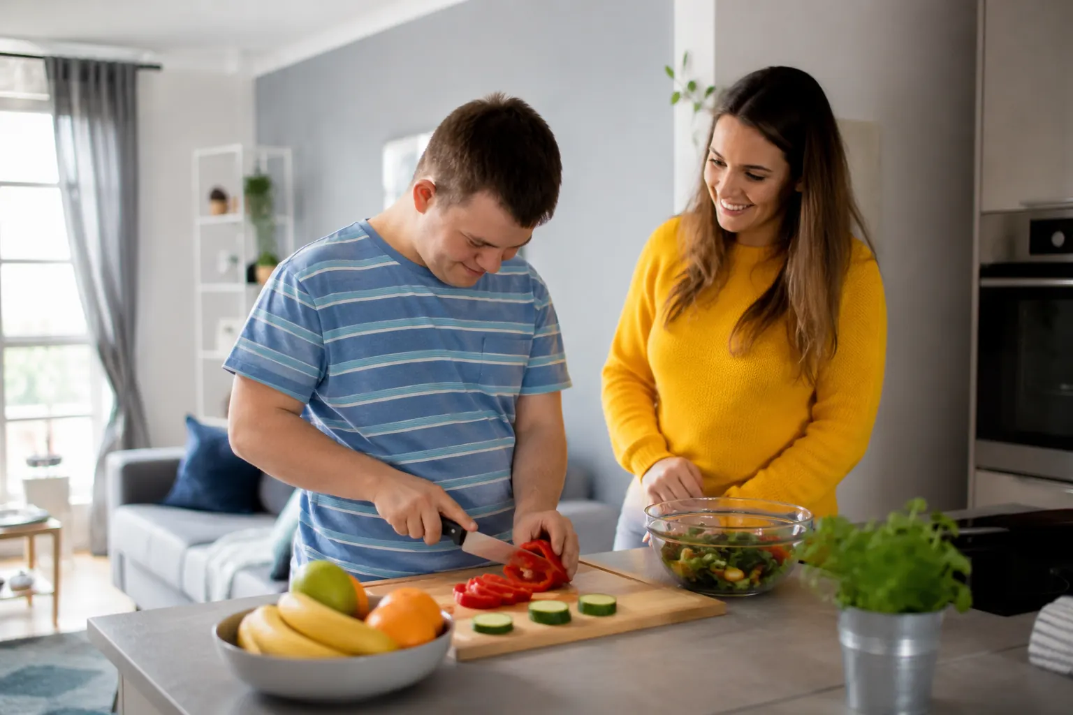 A Ravens care professional providing supported living support