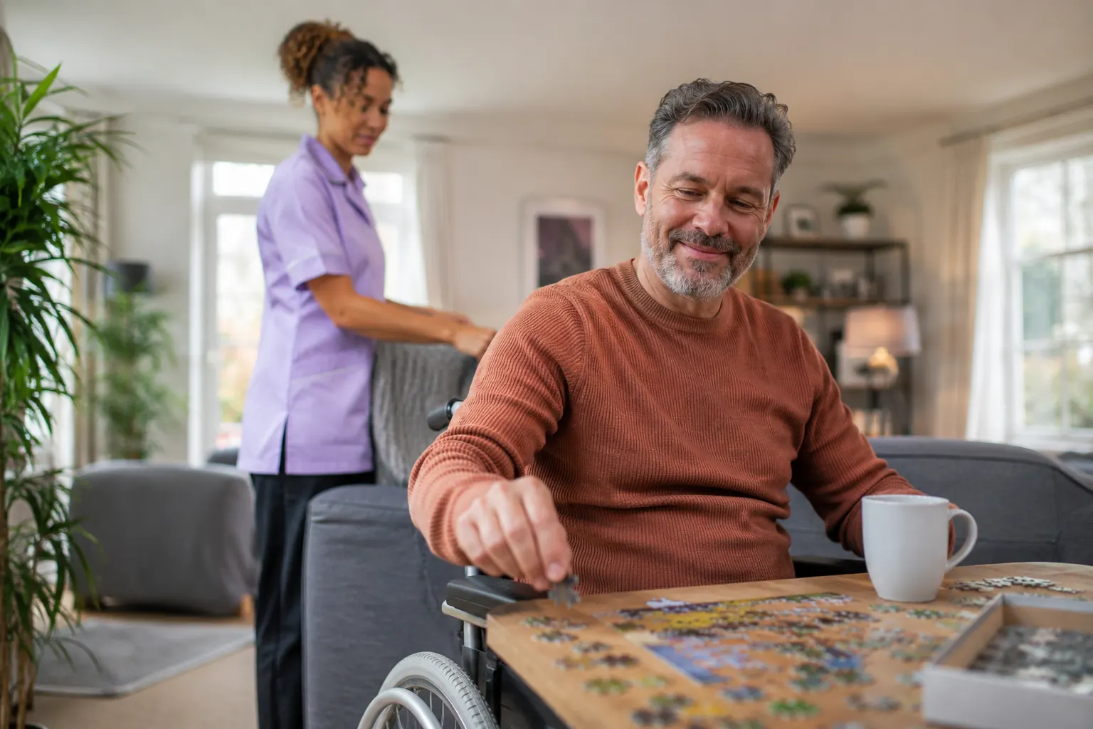 A Ravens care professional providing live-in care support
