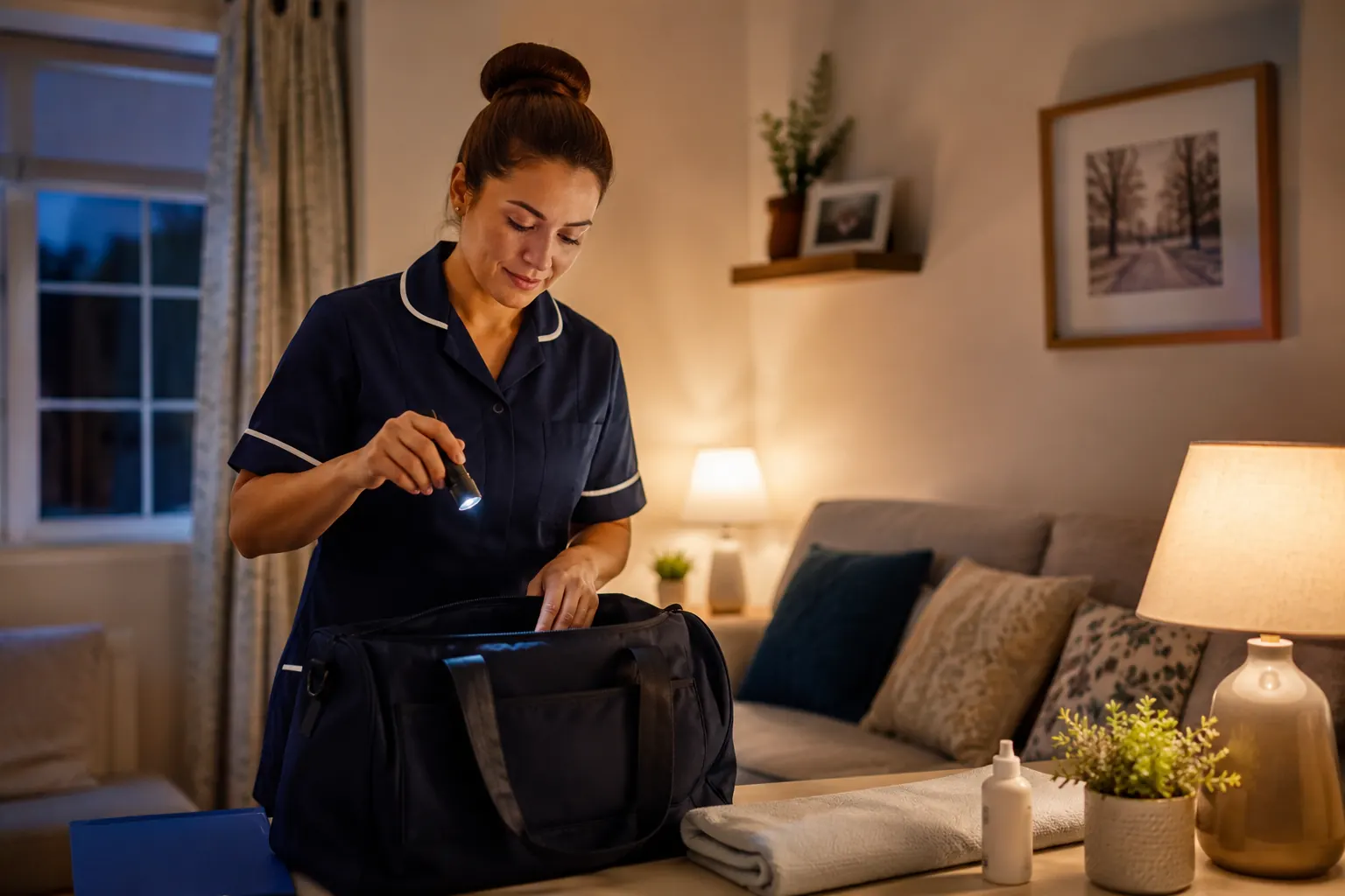 A Ravens care professional providing waking night support support