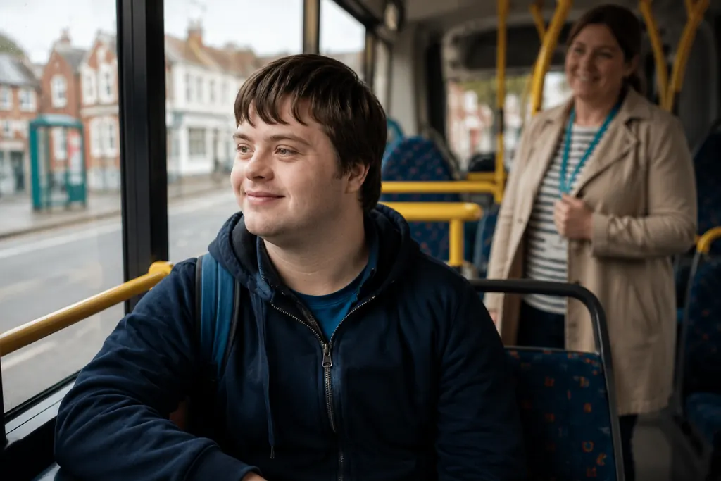 Adult travelling independently by bus