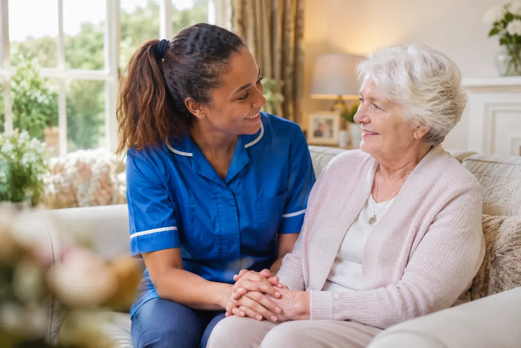 Care professional supporting a person with dignity